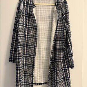 SHEIN Black and White Plaid Cardigan